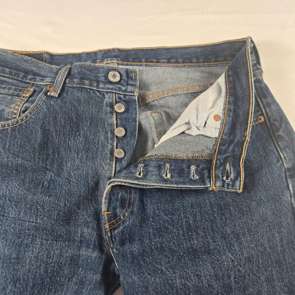 Levis 501 34x30 Blue Straight Leg Button Fly Denim Jeans Men's Classic Dark Wash